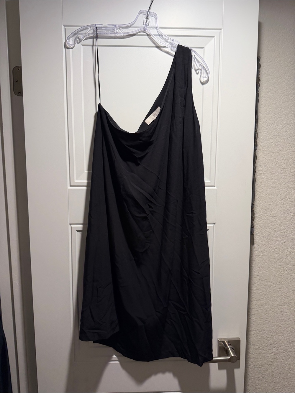 LOFT Black One-Shoulder Draped Dress